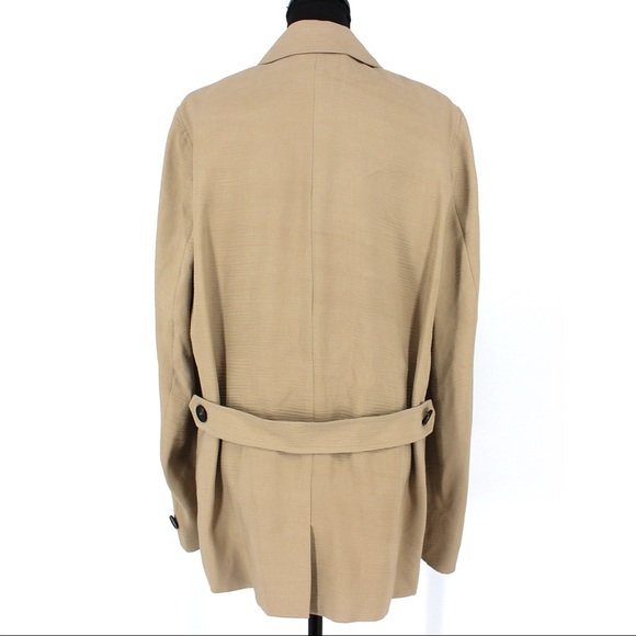 Burberry Prorsum Crinkle Linen Tan Double Breasted Blazer Jacket Coat Large NEW - Picture 5 of 7